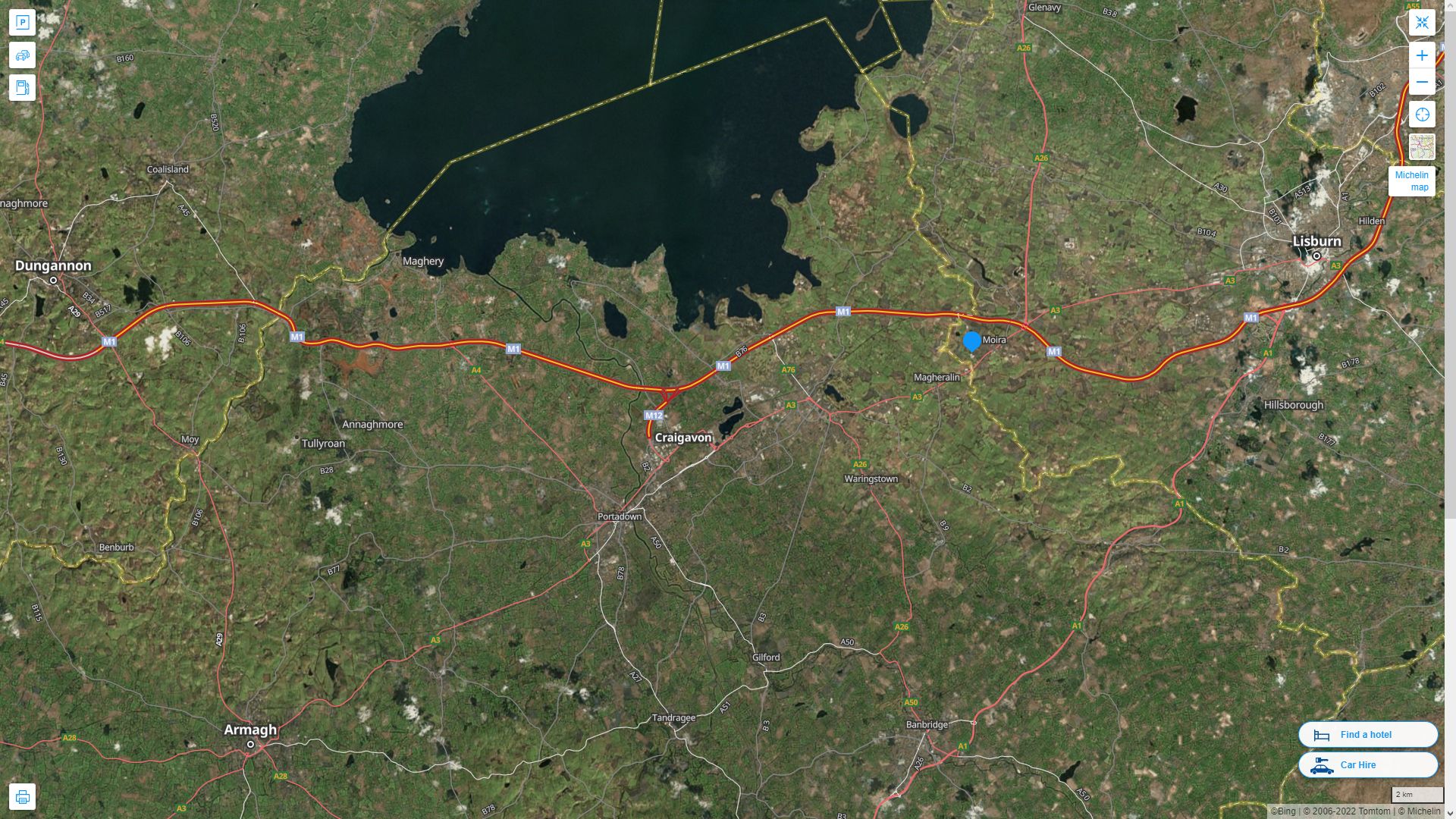 Craigavon Highway and Road Map with Satellite View